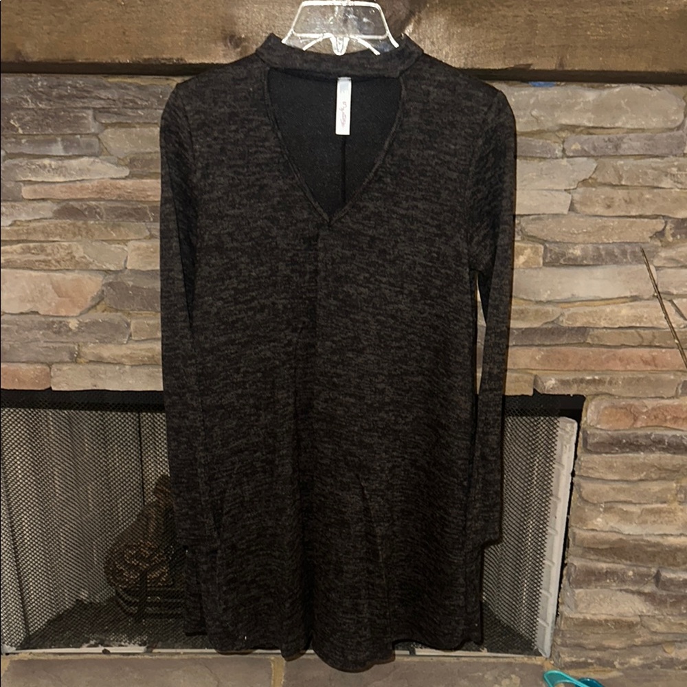Elegant Black Long Sleeve Dress With Cutout